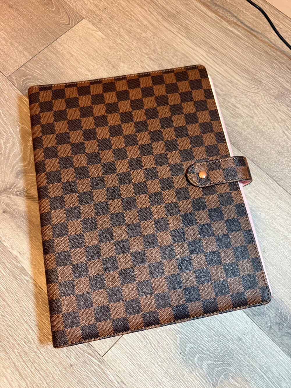 Checkered Pattern Planner with Pink Interior